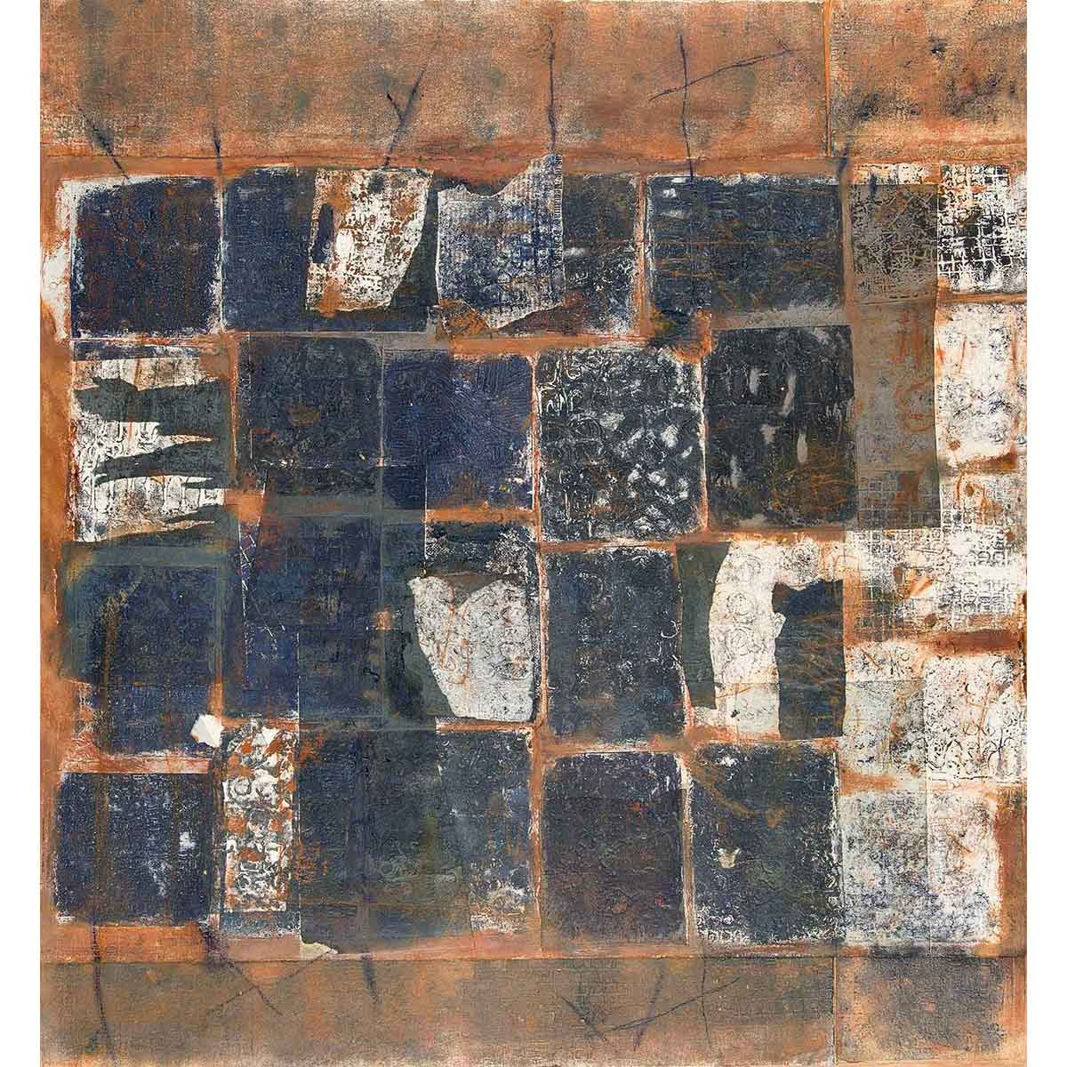 ELENA G. CORTÉS - "Experimento III" / Adición de materia. Collage sobre papel, 70x76cm.