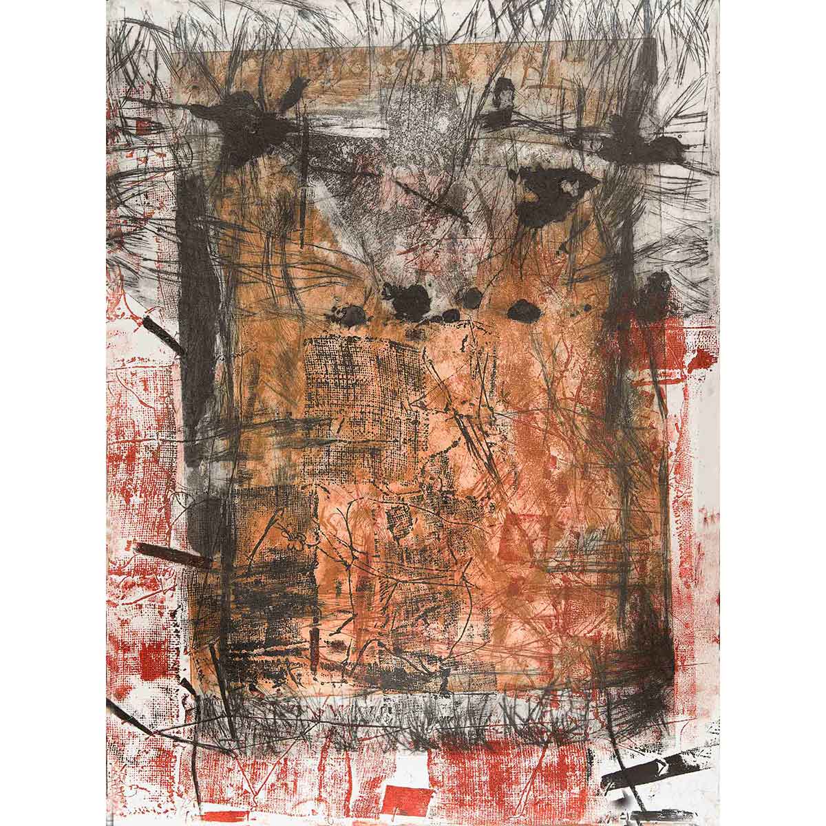 ELENA G. CORTÉS - "Puerta VI" / Aguafuerte. Adición de materia sobre papel, 76x56cm.